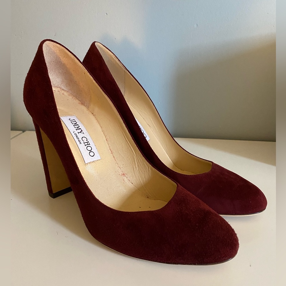 Jimmy Choo Suede Block Heel Pumps